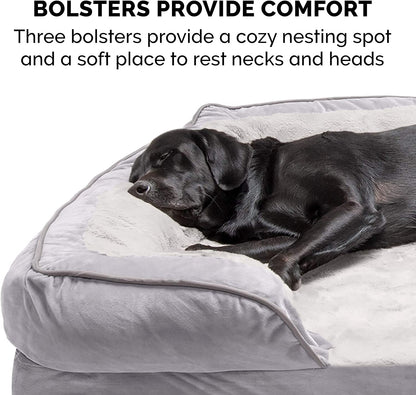Soft, Orthopedic Foam Perfect Comfort Dog Bed with Washable & Removable Cover -Velvet Waves - Granite Gray, Dogs up to 55 Lbs - Large